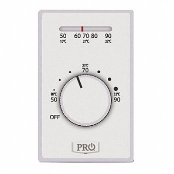 PRO1 IAQ Line Volt NP Analog Tstat 1H White DPST, 60FD44