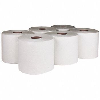TOUGH GUY Paper Towel Roll Hardwound White PK6, 60FG11