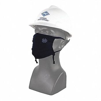 NATIONAL SAFETY APPAREL Face Mask 6 H 4 W Navy Fabric Reusable, 60FV46