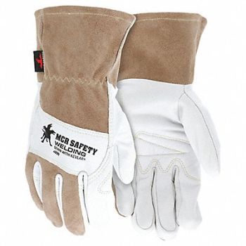 MCR SAFETY Welding Leather Glove Brown/White XL PR, 60HP67