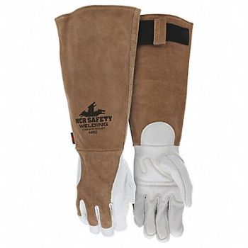 MCR SAFETY Welding Leather Glove Brown/White XL PR, 60HP73