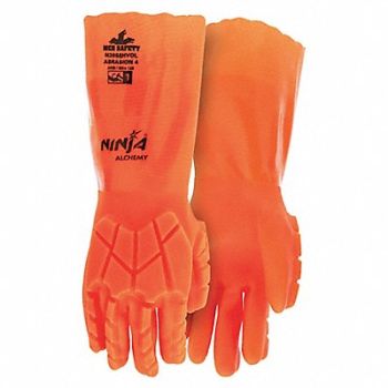 MCR SAFETY K2812 Chemical Resistant Glove 2XL Orange PR, 60HR11