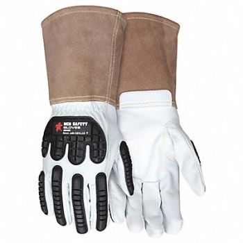 MCR SAFETY Leather Gloves White M PK12, 60HR23