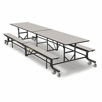 PALMER HAMILTON Folding Bench Table Rectangle Gray Glace, 60PP09
