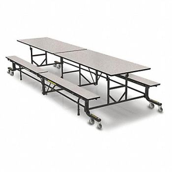 PALMER HAMILTON Folding Bench Table Rectangle Wht Nebula, 60PP14