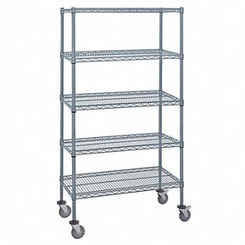 QUANTUM STORAGE SYSTEMS Mobile Stem Caster Cart Gray 5 Shelves, 60TR99