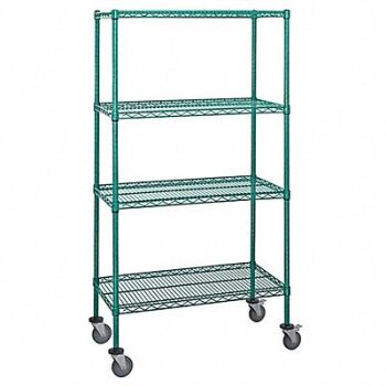 QUANTUM STORAGE SYSTEMS Mobile Stem Caster Cart Green 4 Shelves, 60TT12