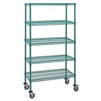 QUANTUM STORAGE SYSTEMS Mobile Stem Caster Cart Green 5 Shelves, 60TT24