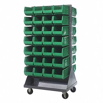 QUANTUM STORAGE SYSTEMS Mobile Louvered Floor Rack Steel 56 Bins, 60TT39