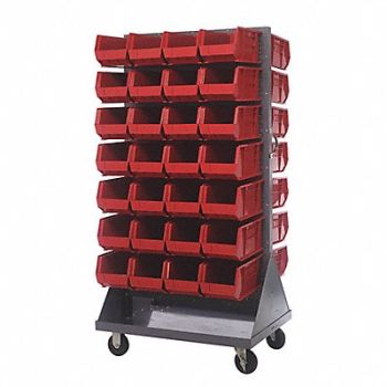 QUANTUM STORAGE SYSTEMS Mobile Louvered Floor Rack Steel 56 Bins, 60TT41