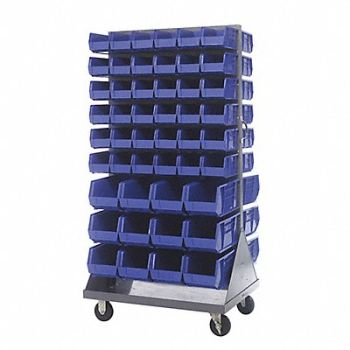 QUANTUM STORAGE SYSTEMS Mobile Louvered Floor Rack Steel 96 Bins, 60TT44