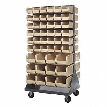 QUANTUM STORAGE SYSTEMS Mobile Louvered Floor Rack Steel 96 Bins, 60TT46