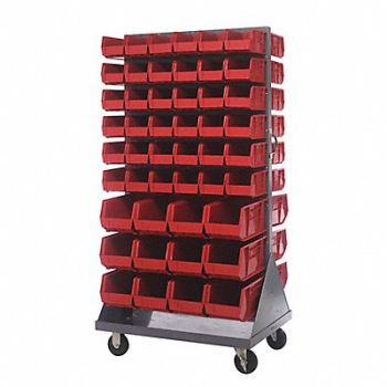 QUANTUM STORAGE SYSTEMS Mobile Louvered Floor Rack Steel 96 Bins, 60TT47
