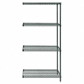 QUANTUM STORAGE SYSTEMS Wire Shelving Add-On Kit Green, 60TV68