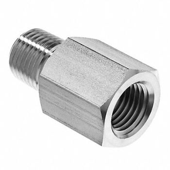 GRAINGER APPROVED Straight Adapter Steel 3/8 in NPT x BSPT, 60VY10