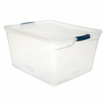 RUBBERMAID Storage Tote Clear Solid Polypropylene, 60VZ27