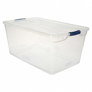RUBBERMAID Storage Tote Clear Solid Polypropylene, 60VZ29