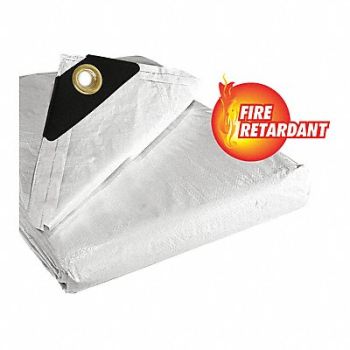 JAYDEE BOEN White Tarps FR 10x10 Weave 20X30 ft, 616K08