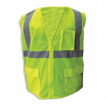 JAYDEE ENGUARD Safety Vest Lime Slvr stripe Zip XL, 616M65