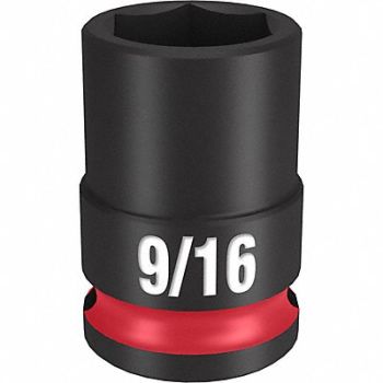 MILWAUKEE Standard Impact Socket Steel 9/16, 61DK24