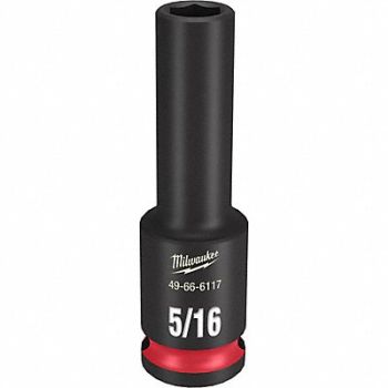 MILWAUKEE Deep Impact Socket Steel 5/16, 61DK34