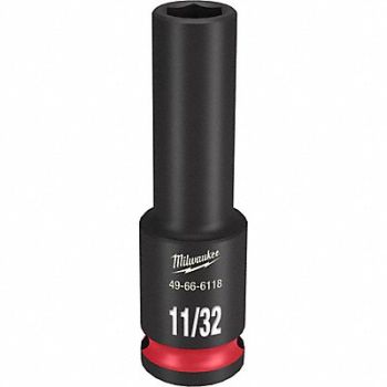MILWAUKEE Deep Impact Socket Steel 11/32, 61DK35