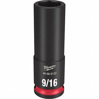 MILWAUKEE Deep Impact Socket Steel 9/16, 61DK39