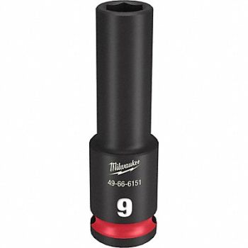 MILWAUKEE Deep Impact Socket Steel 9 mm, 61DK68