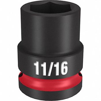 MILWAUKEE Standard Impact Socket Steel 11/16, 61DK88