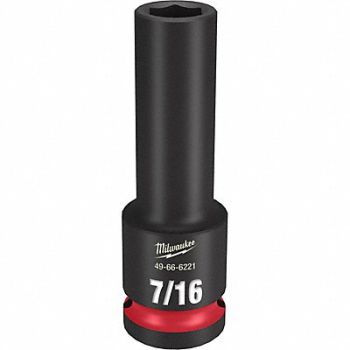 MILWAUKEE Deep Impact Socket Steel 7/16, 61DL05
