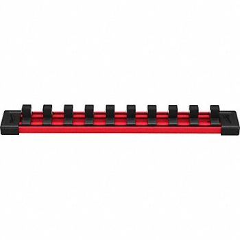 MILWAUKEE Socket Rail Red/Blk For Socket Size 3/8, 61DN75
