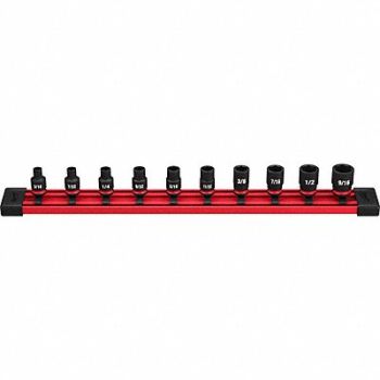 MILWAUKEE Impact Socket Set Steel 6-Point 1/4, 61DN87