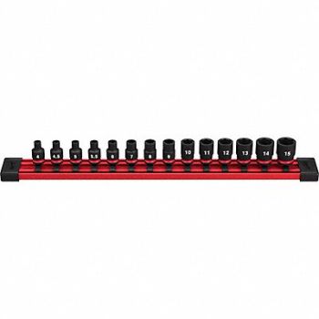 MILWAUKEE Impact Socket Set Steel 6-Point 1/4, 61DN89