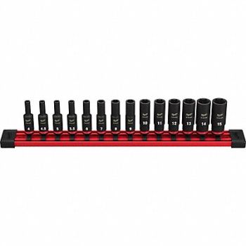 MILWAUKEE Impact Socket Set Steel 6-Point 1/4, 61DN90