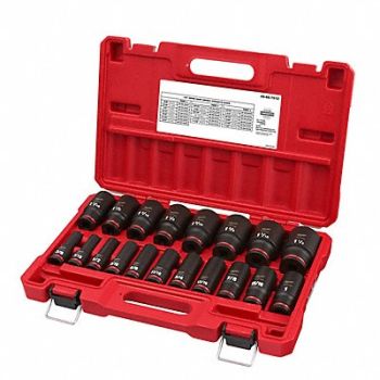 MILWAUKEE Impact Socket Set Steel 6-Point 1/2, 61DN98