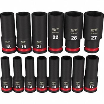 MILWAUKEE Impact Socket Set Steel 6-Point 1/2, 61DP01