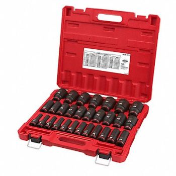 MILWAUKEE Impact Socket Set Steel 6-Point 1/2, 61DP02