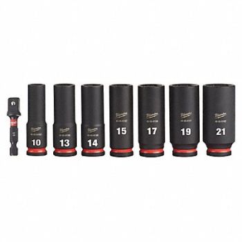 MILWAUKEE Impact Socket Set Steel 6-Point 3/8, 61DP08