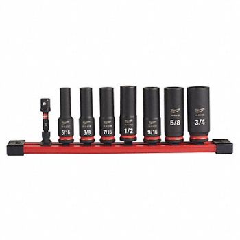 MILWAUKEE Impact Socket Set Steel 6-Point 3/8, 61DP10