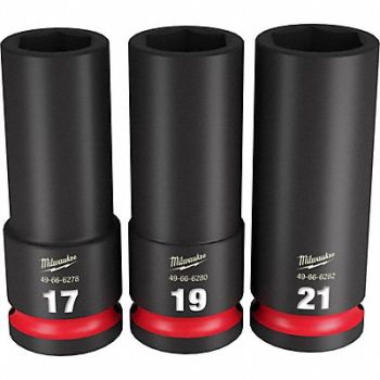 MILWAUKEE Impact Socket Set Steel 6-Point 1/2, 61DP11
