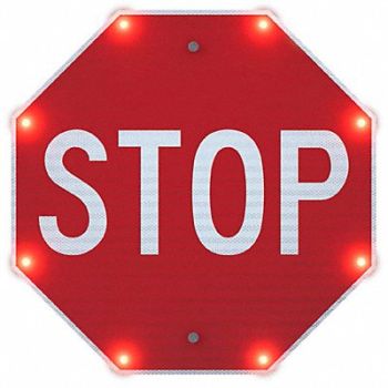 TAPCO Indoor LED Stop Sign 24x24 in Aluminum, 61DU23