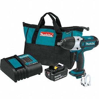 MAKITA Impact Wrench Kit Cordless 18VDC 10 1/2, 61HJ59