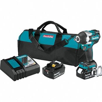MAKITA Impact Wrench Kit Cordless 18V DC 6 5/8, 61HJ62