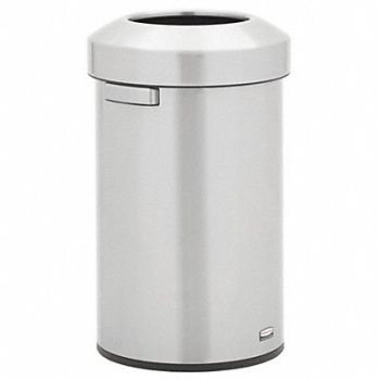 RUBBERMAID COMMERCIAL PRODUCTS Trash Can Round Silver 16 gal, 61JA17