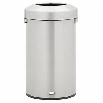 RUBBERMAID COMMERCIAL PRODUCTS Trash Can Round Silver 23 gal, 61JA18