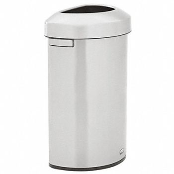 RUBBERMAID COMMERCIAL PRODUCTS Trash Can Half-Round Silver 21 gal, 61JA20