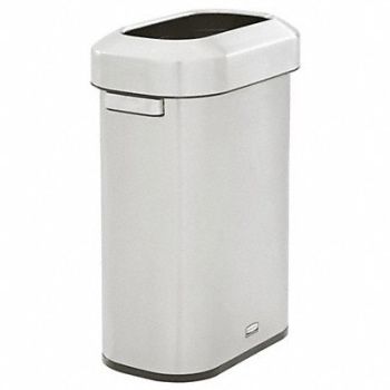 RUBBERMAID COMMERCIAL PRODUCTS Trash Can Rectangular Silver 15 gal, 61JA21