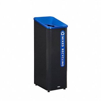 RUBBERMAID COMMERCIAL PRODUCTS Recycling Can Square 15 gal Black, 61JA23