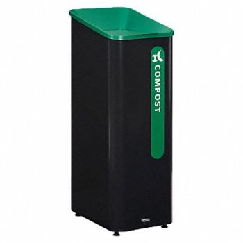 RUBBERMAID COMMERCIAL PRODUCTS Recycling Can Square 15 gal Black, 61JA24