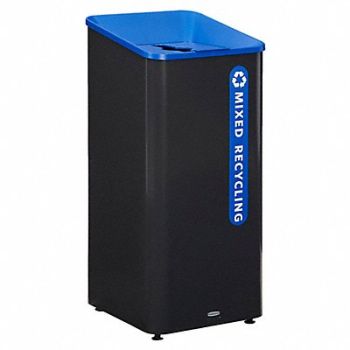 RUBBERMAID COMMERCIAL PRODUCTS Recycling Can Square 23 gal Black, 61JA26